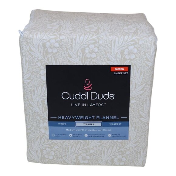 Cuddl Duds Heavyweight Flannel Queen Sheet Set Warmer Brushed Cotton Floral - Picture 7 of 7